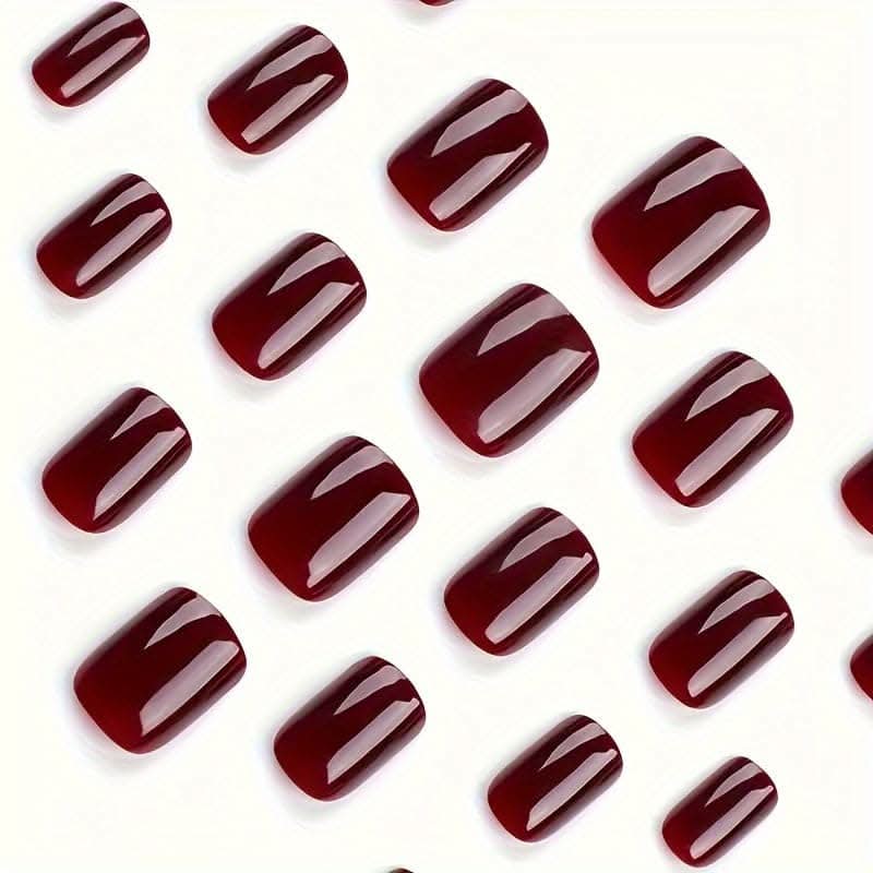 Short Square Press-On Nails – Glossy Full Cover with Tip Primer