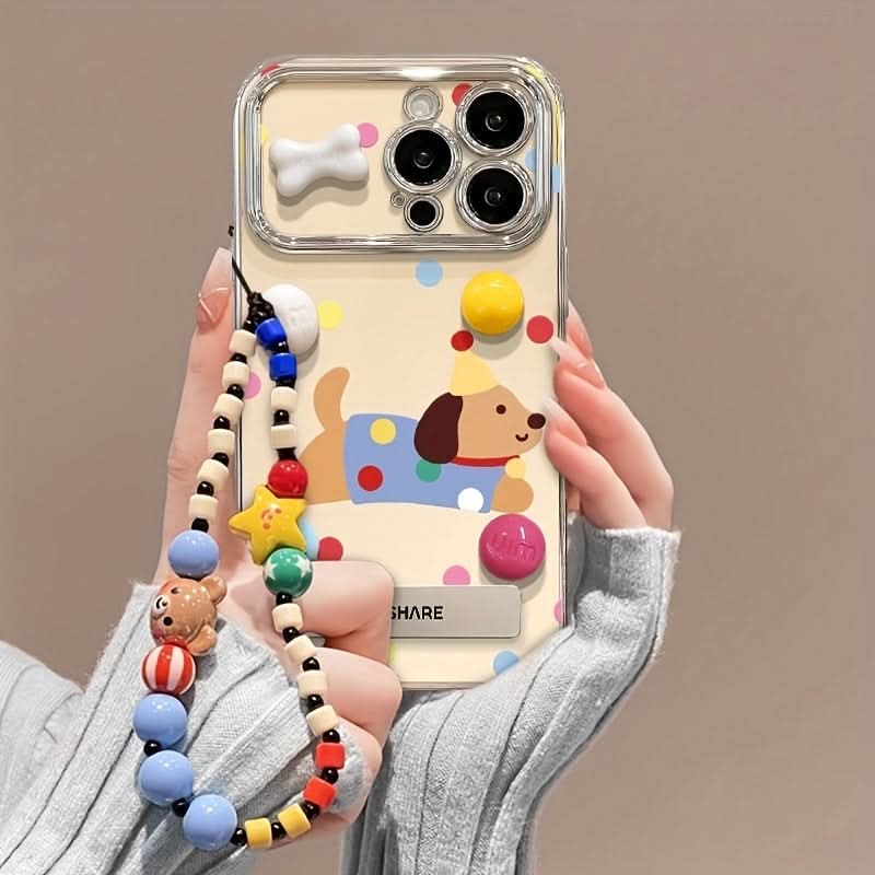 Cartoon Dog Case with Chain for iPhone 16