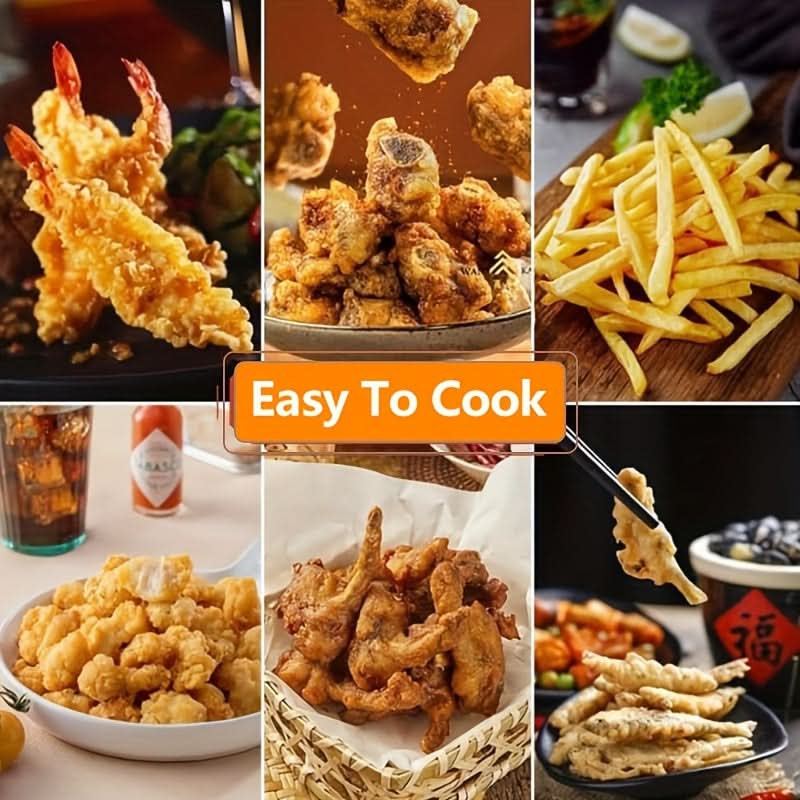 2.2L Stainless Steel Deep Fryer with Lid – Non-Electric, High-Temperature Resistant