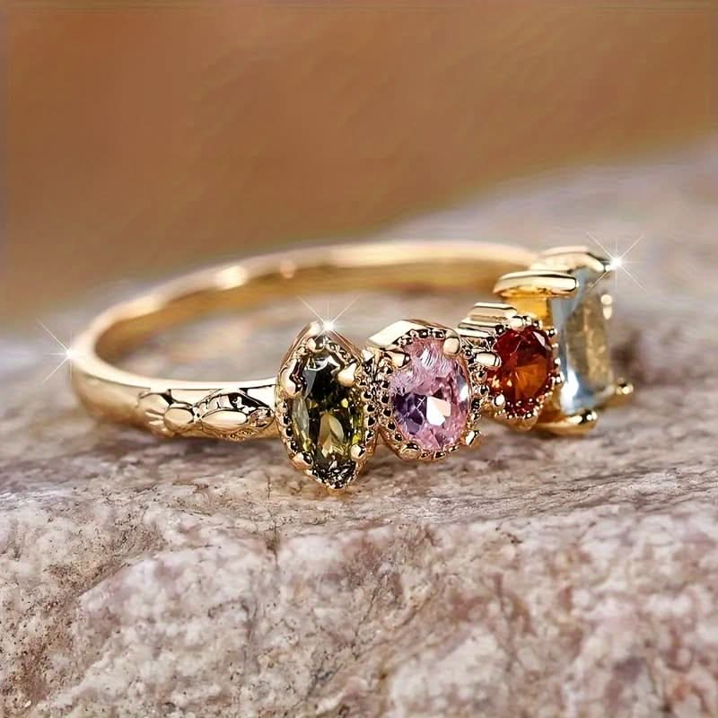 Radiant Ladies Multicolor Gemstone Ring