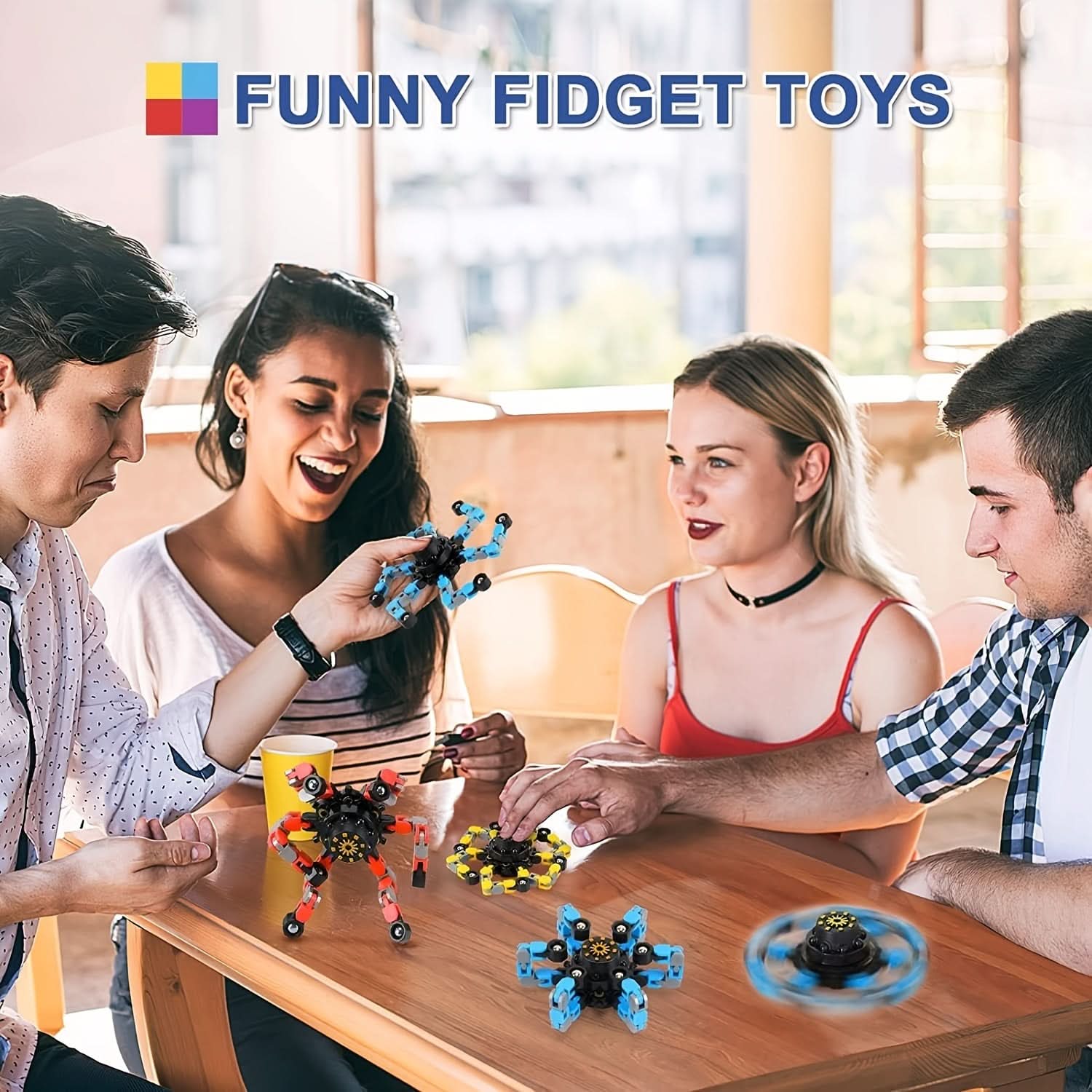4pcs Transformable Fidget Spinners – Multi-Color High-Speed Bearing