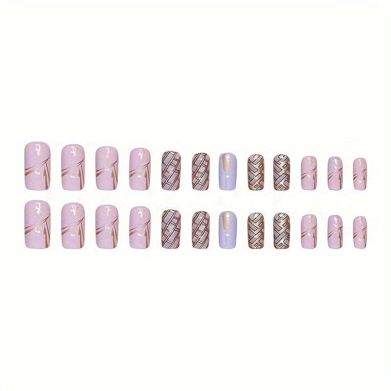 24pcs False Nails Set – Includes Nail Glue and Nail File