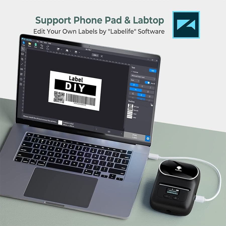 Compact Wireless Thermal Label Printer for Mobile