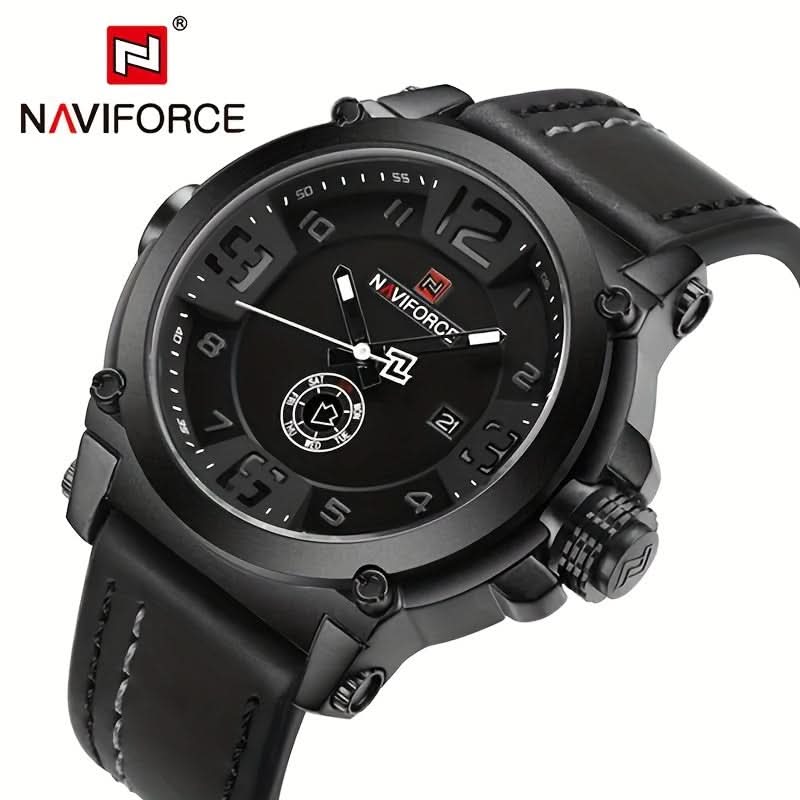 Men’s Casual Sport Quartz Watch – Water-Resistant, PU Leather Strap, Round Dial