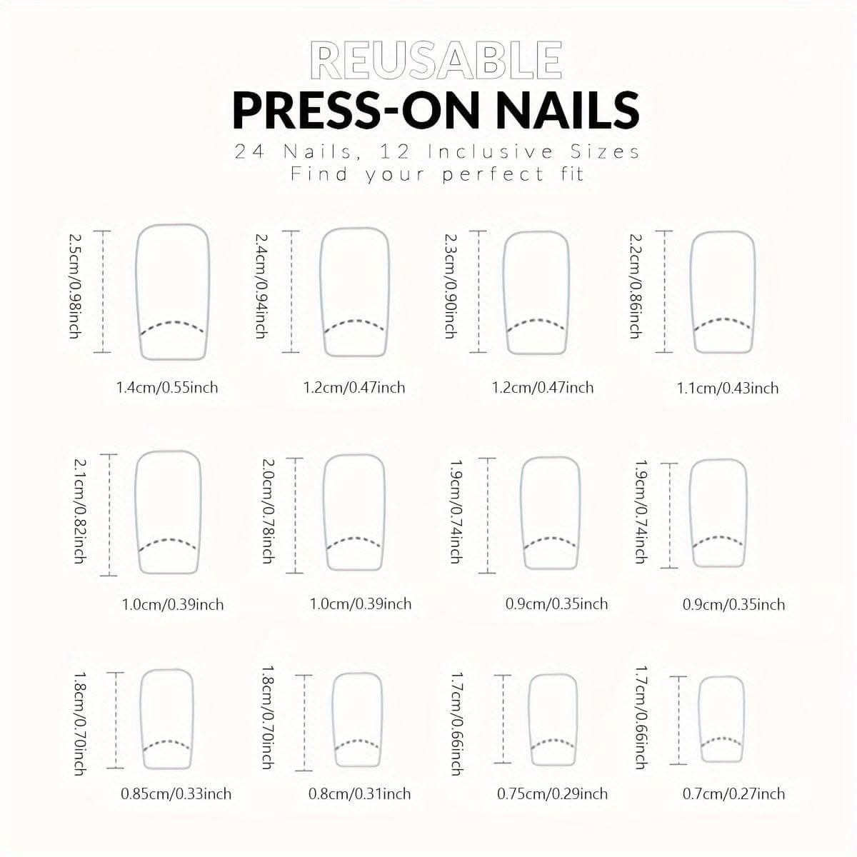 24pcs False Nails Set – Includes Nail Glue and Nail File