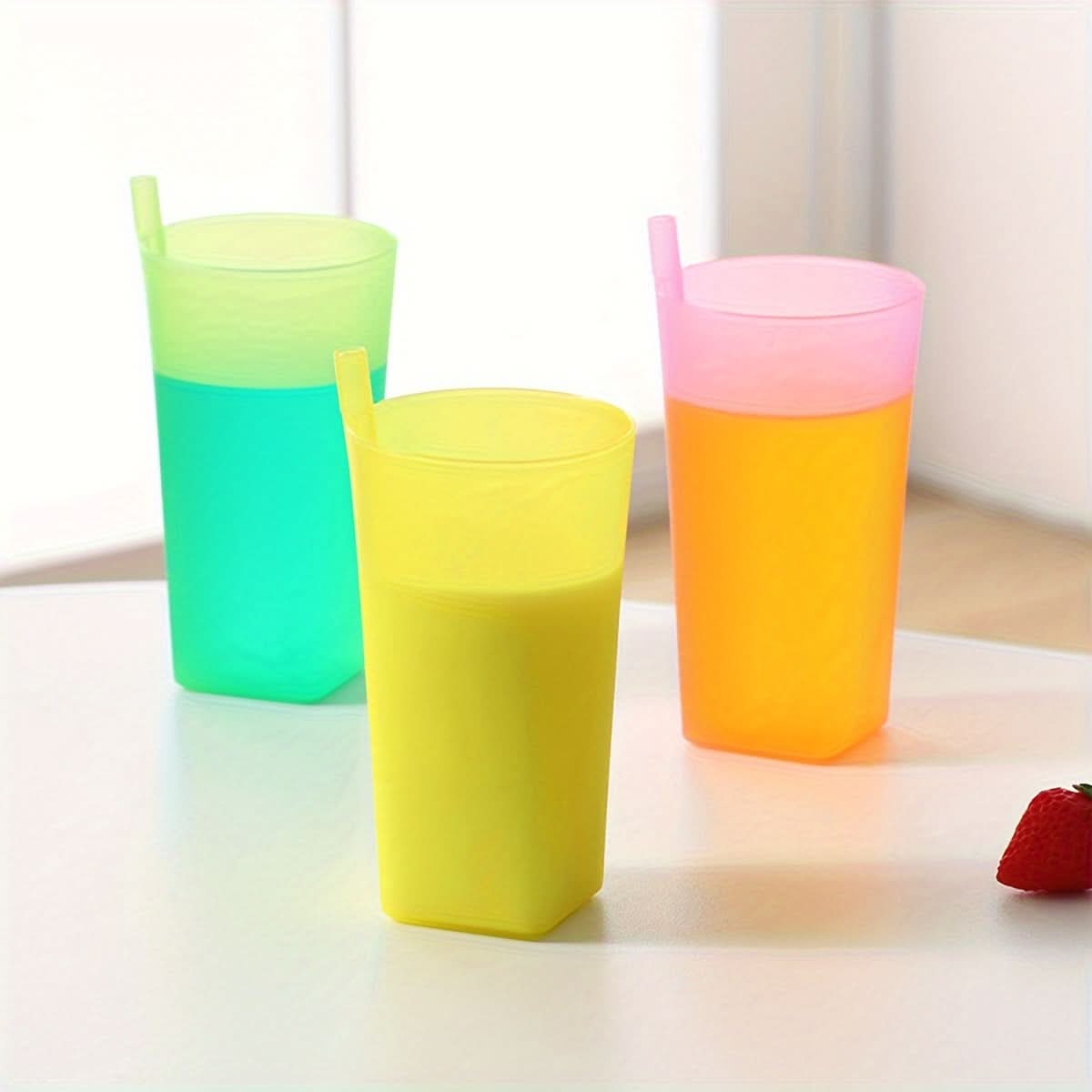 4-Pack Summer Straw Cups with Lids – 360ml Portable Juice & Water Tumblers