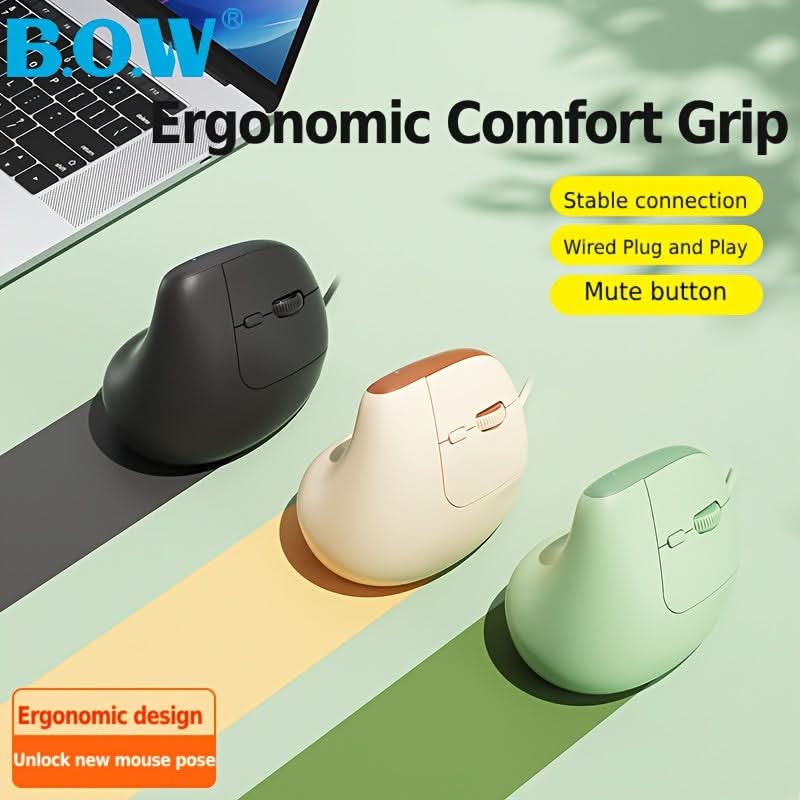 USB Vertical Ergonomic Wired Mouse - Right-Handed