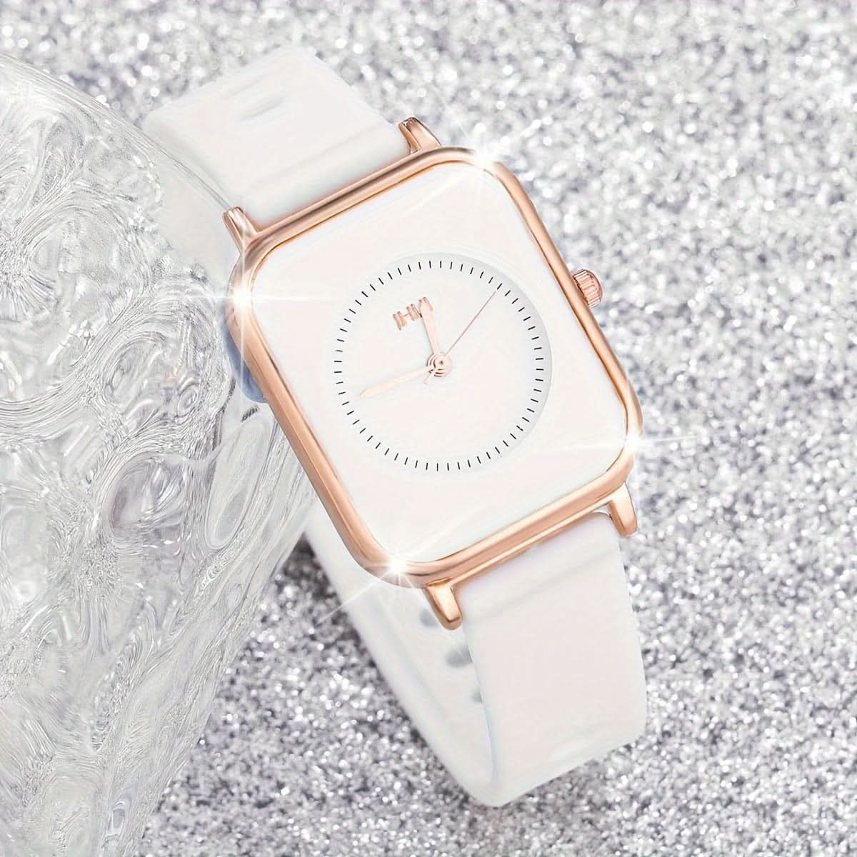 Quartz Digital Watch Set – Casual Square Watches with Silicone Bands (3-pieces)