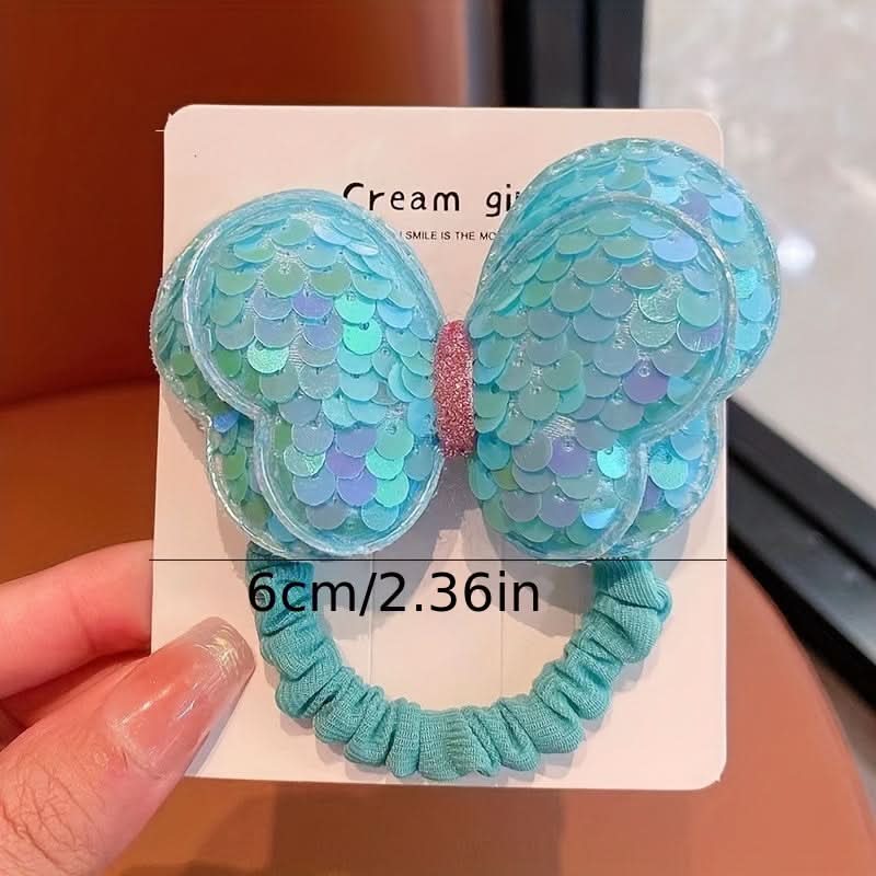 6PCS Sequin Bow Hair Ties for Women