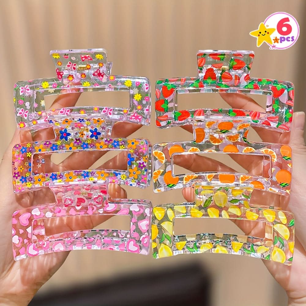 6-Piece Square Hair Clip Set for Women – Minimalist, Strong Hold