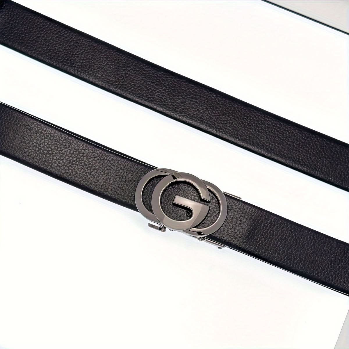 Men's Leather Belt with Automatic Alloy Buckle