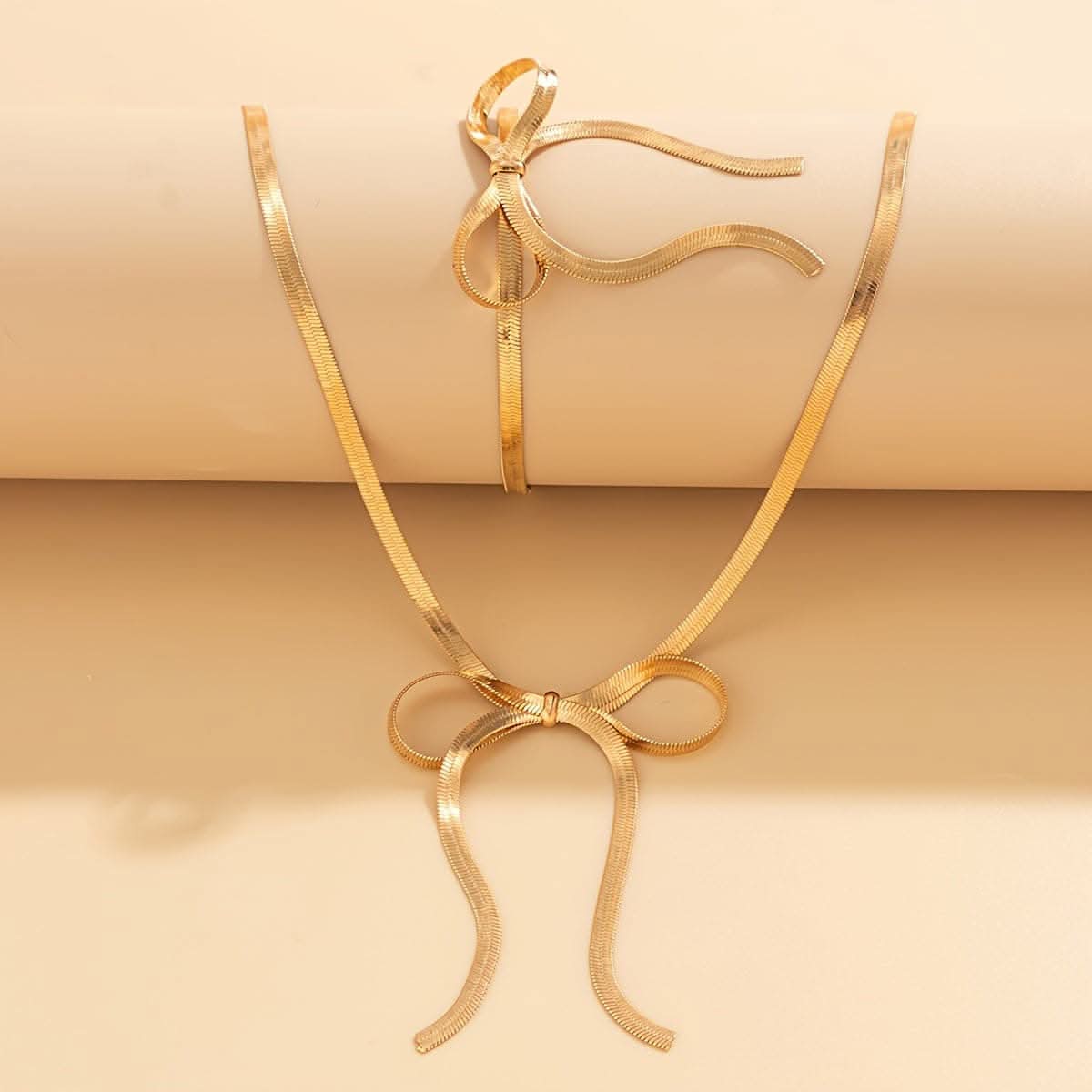 French Style Snake Chain Bow Jewelry Set