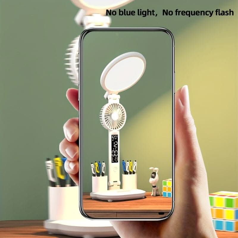 Adjustable LED Desk Lamp with Fan & Touch Control