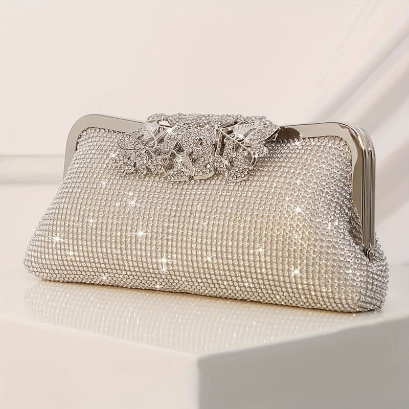 Golden Rhinestone Clutch Bag for Evening Events