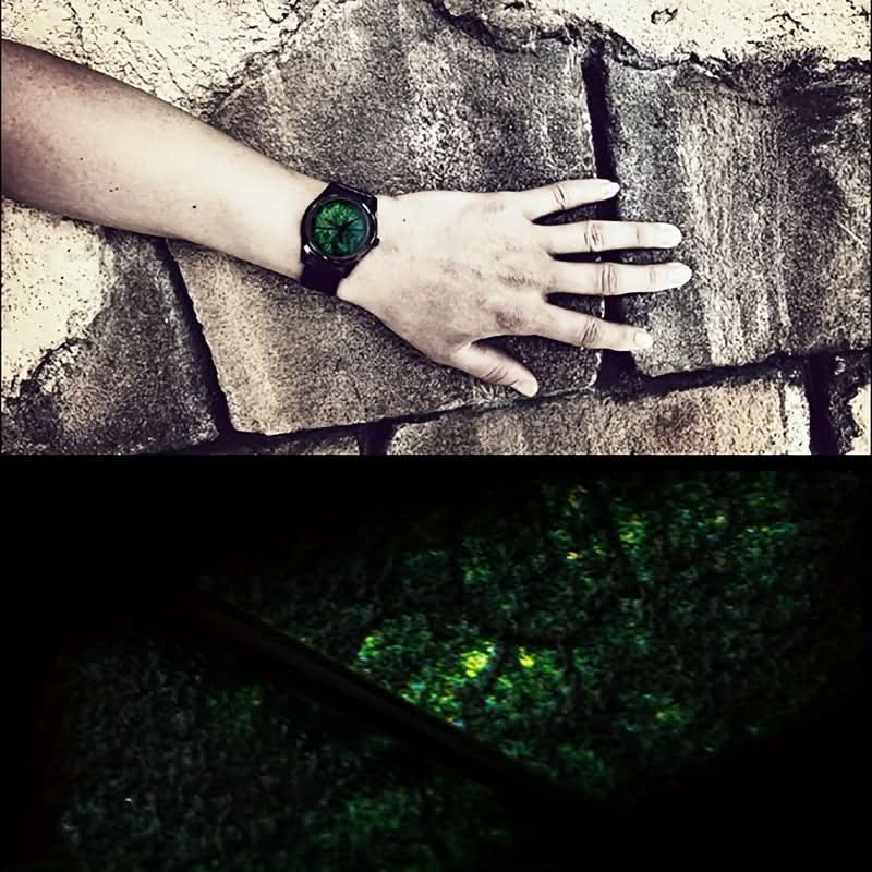 Men's Funky Quartz Watch with 3D Leaf Vein Dial – Unique Texture, Stainless Steel Strap