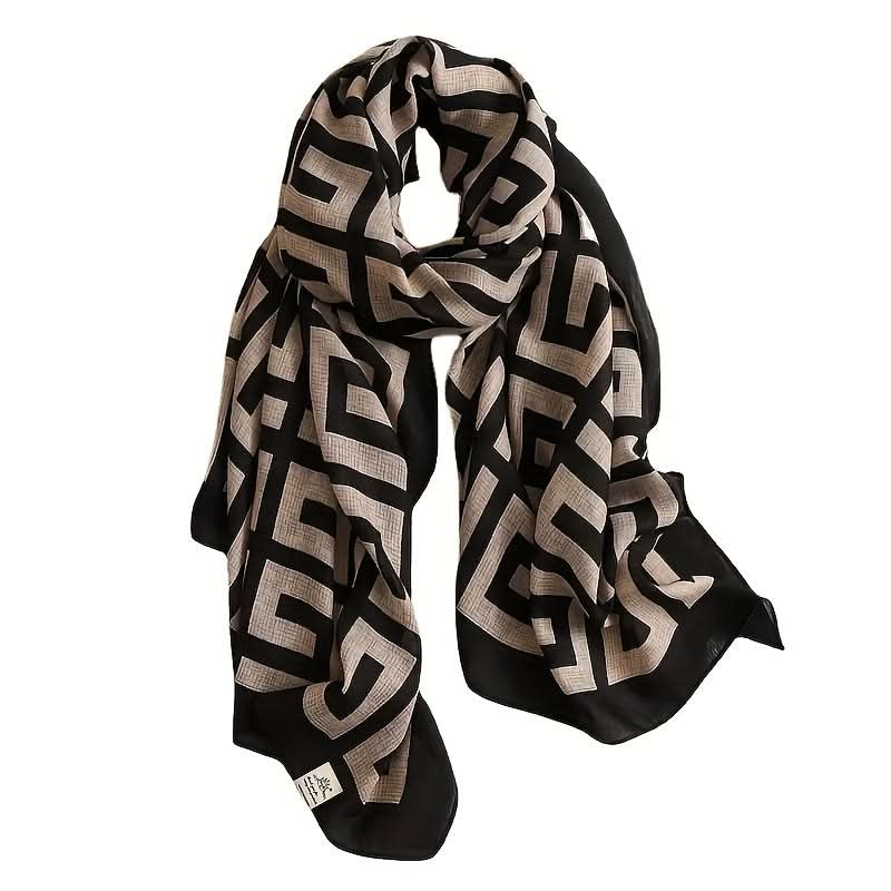 Boho Geometric Scarf – Warm, Windproof Shawl for Women
