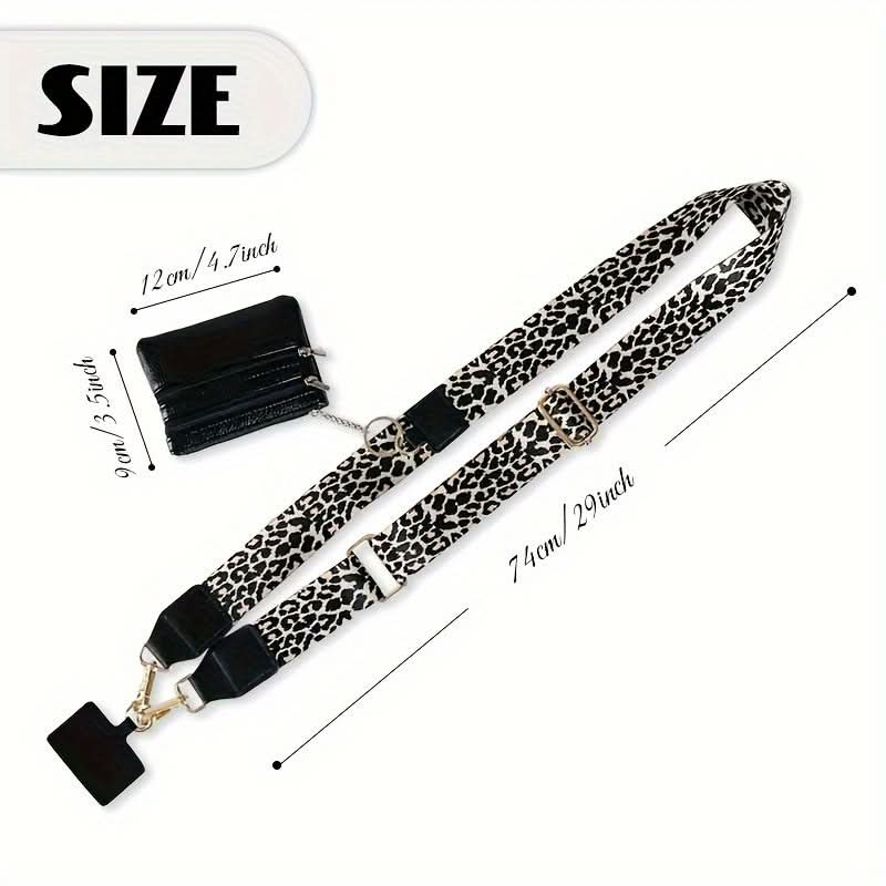 Leopard Print Mobile Phone Strap with Zipper Bag