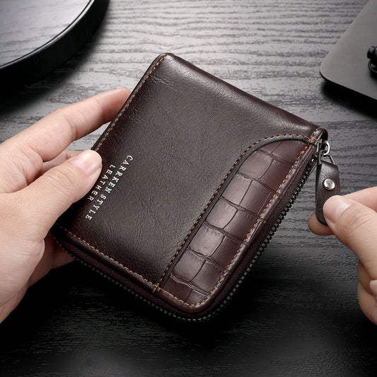 Stylish Men's Multifunctional Wallet with Zipper Closure