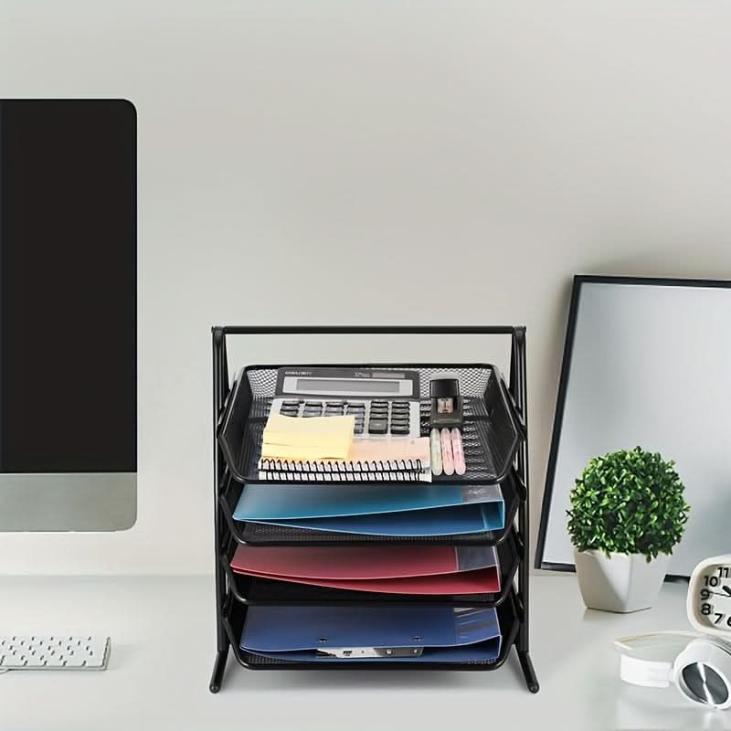 4-Tier Metal Desk File Organizer