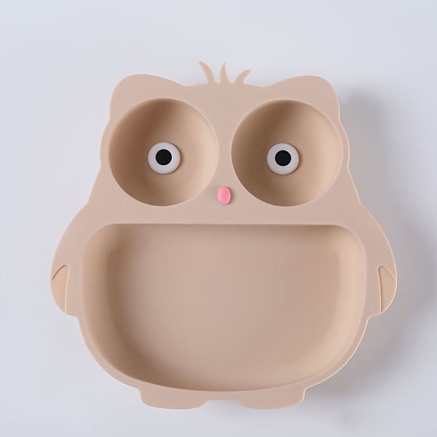 Silicone Owl-Shaped Baby Feeding Plate with Suction Cup