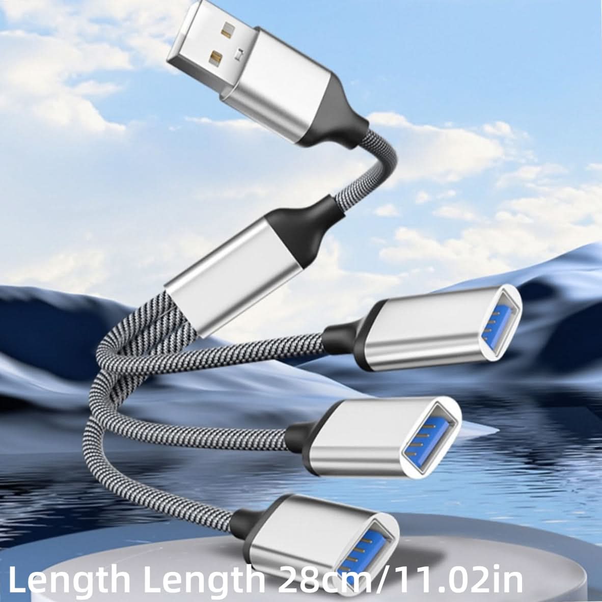 USB Splitter Y Cable: 1 Male to 3 Female Extension Hub