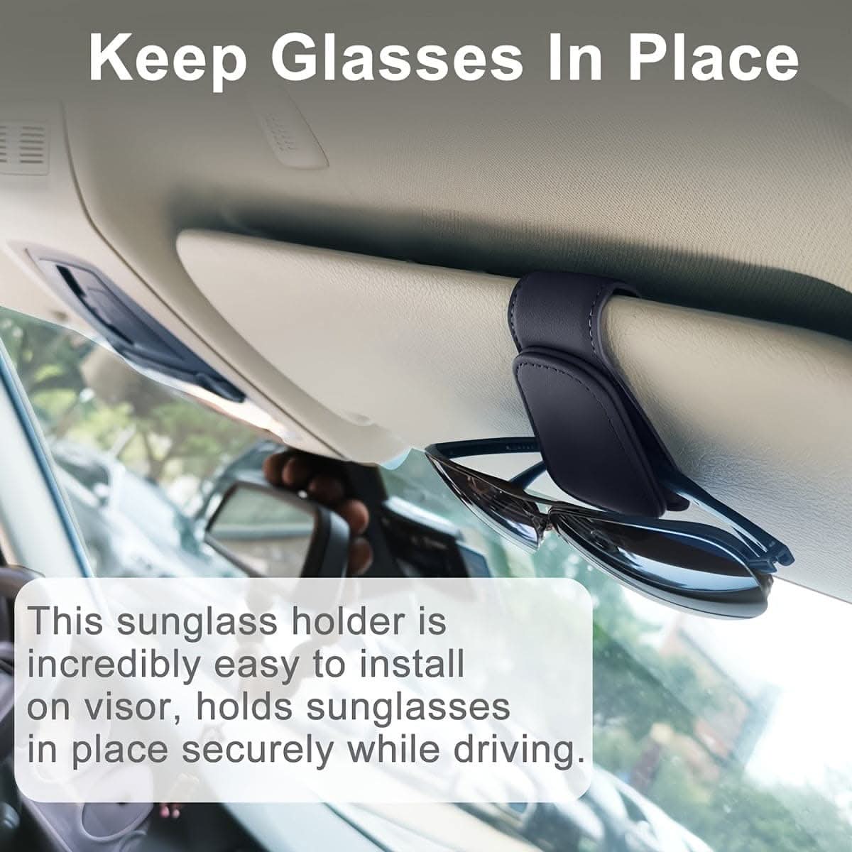 Magnetic PU Leather Car Sun Visor Glasses Holder – Secure