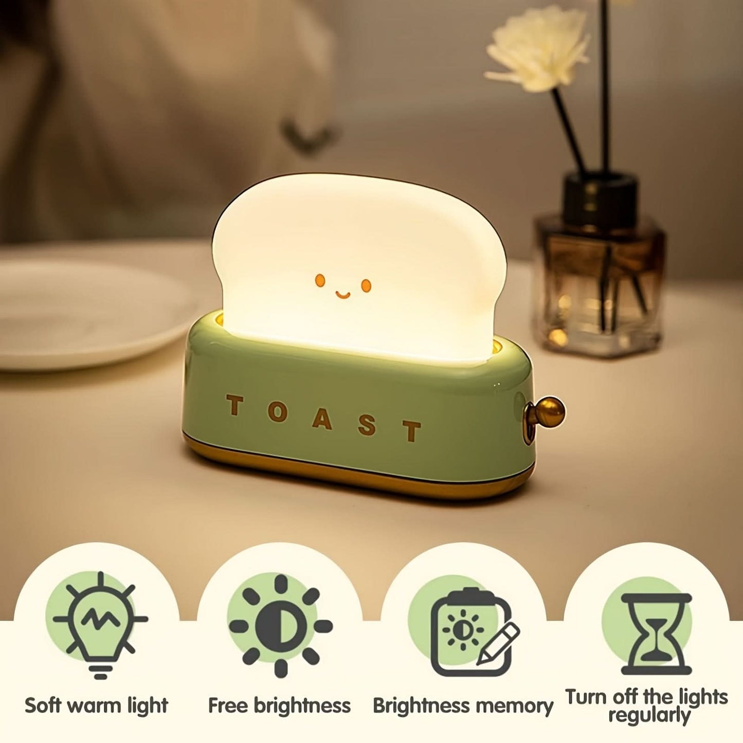 Toaster-Shaped LED Night Light – USB Rechargeable