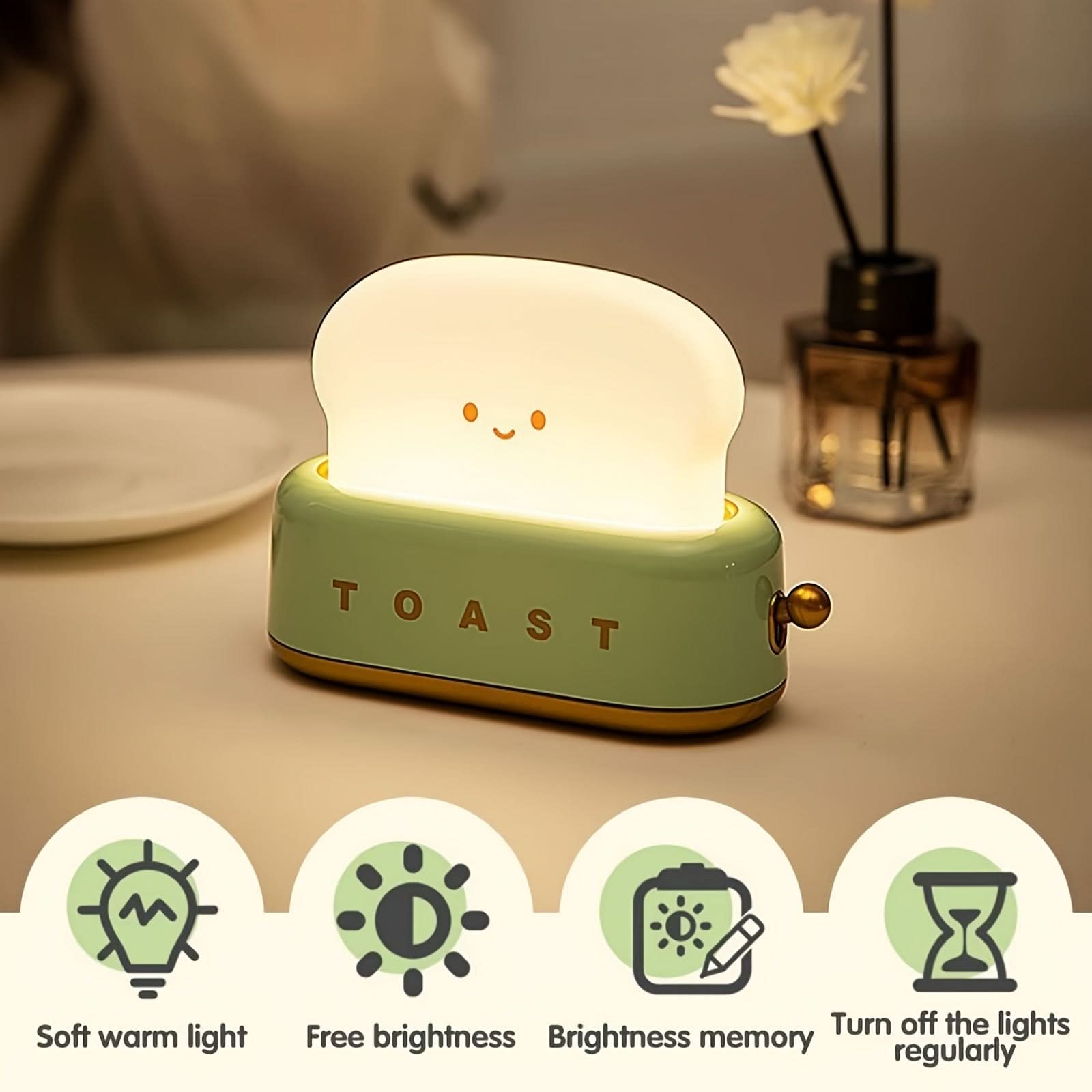 Toaster-Shaped LED Night Light – USB Rechargeable