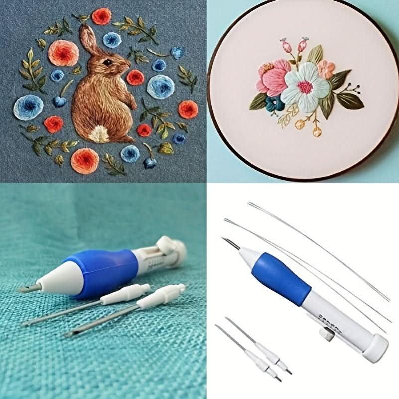 Floral Embroidery Craft Kit with Poke Needle