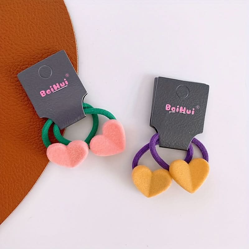 10PCS Heart Velvet Hair Ties for Girls