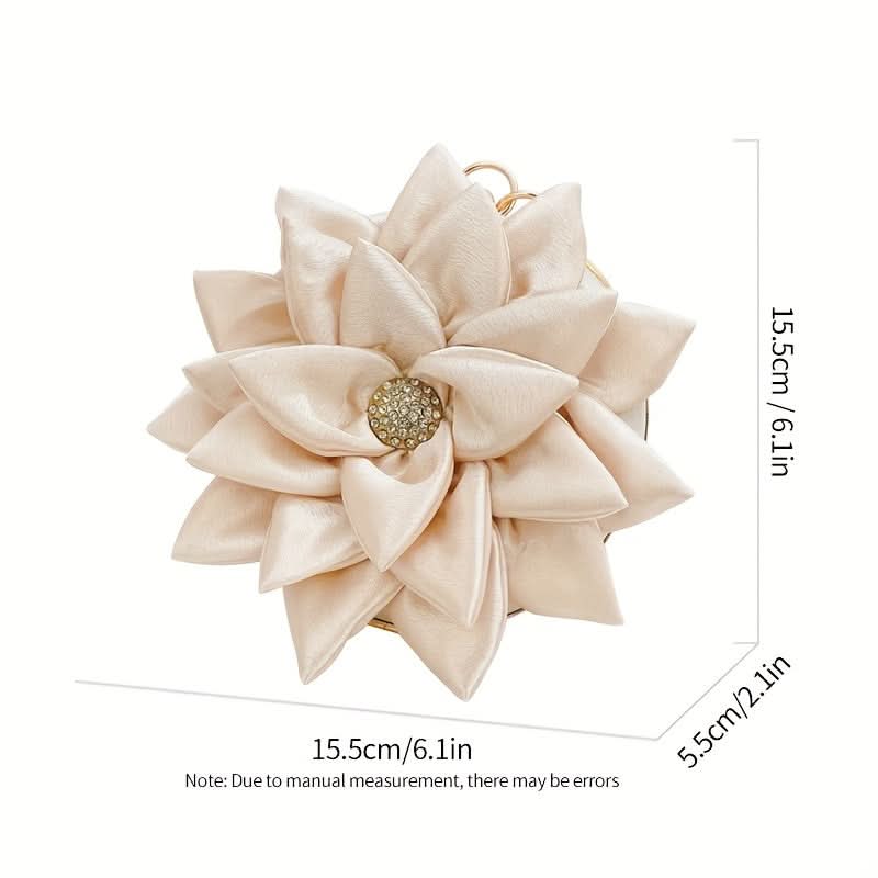 Burgundy 3D Flower Satin Evening Clutch