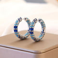Vintage Blue Zircon Hoop Earrings for Women