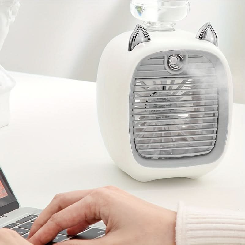 Portable USB Misting Table Fan with Humidifier – Rechargeable Cooling Fan