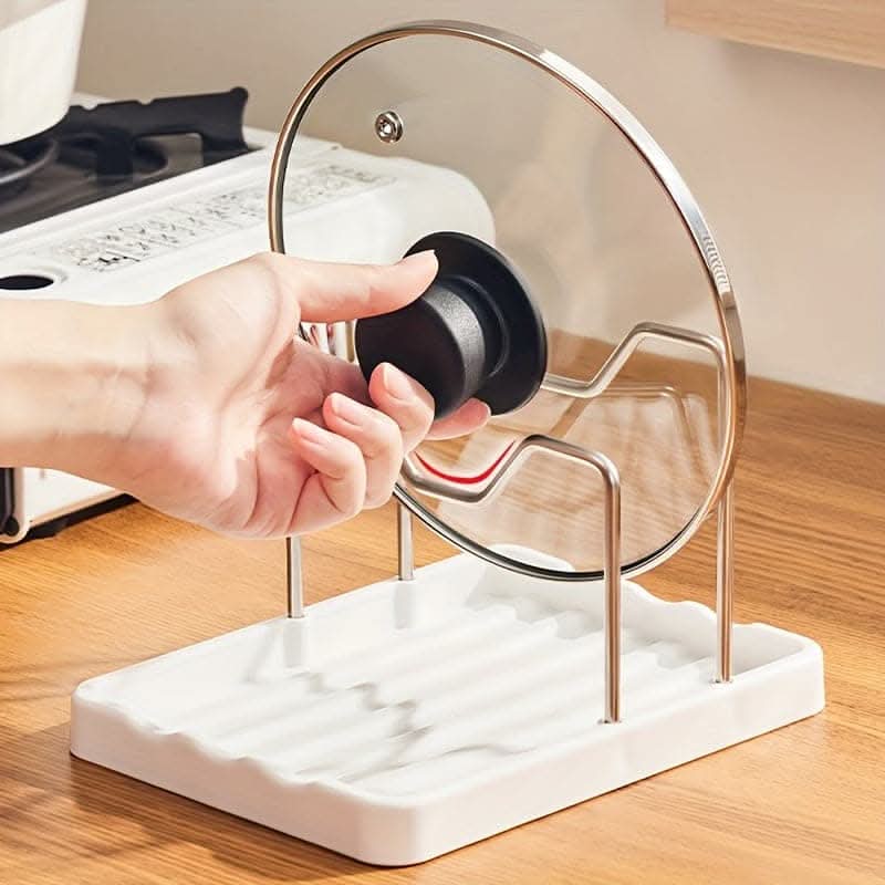 Premium Pot Lid Holder - Space-Saving Stainless Steel Rack with Drainage