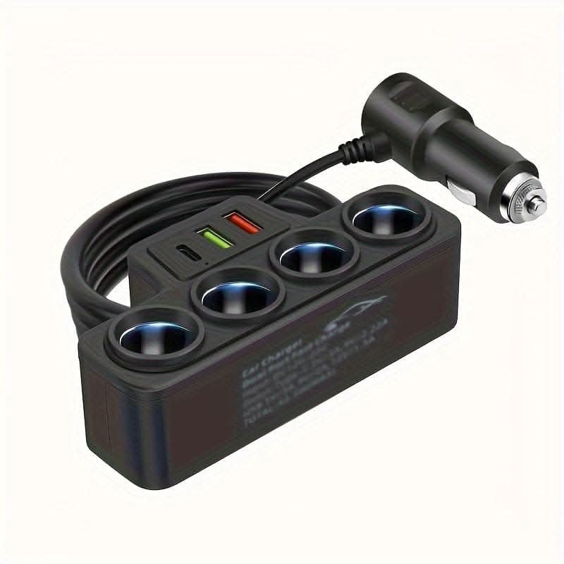 4-in-1 Car Charger – Dual USB + PD Fast Charging Port