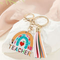 Vibrant Wooden Rainbow Tassel Keychain – Gift & Accessory