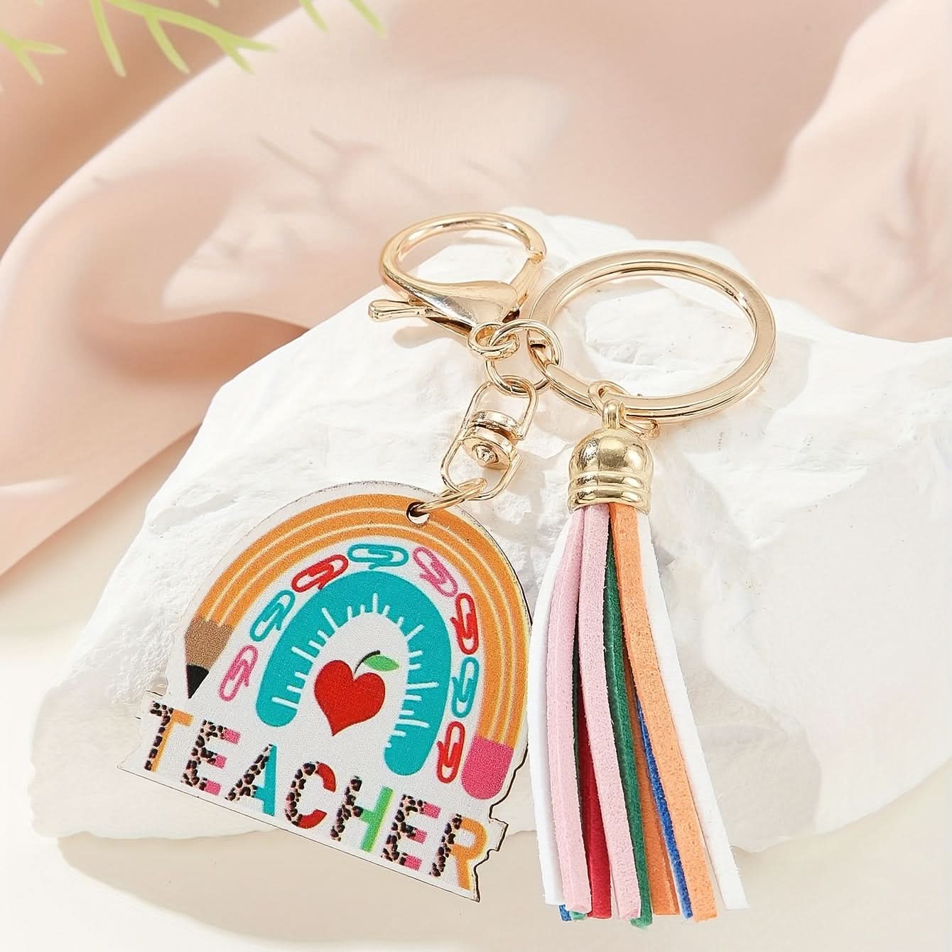 Vibrant Wooden Rainbow Tassel Keychain – Gift & Accessory