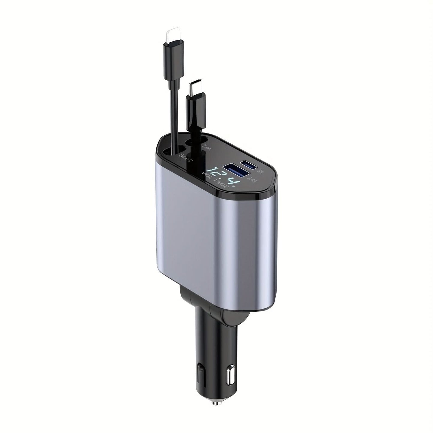 Retractable Car Charger 4-in-1 – Super Fast 100W Charging