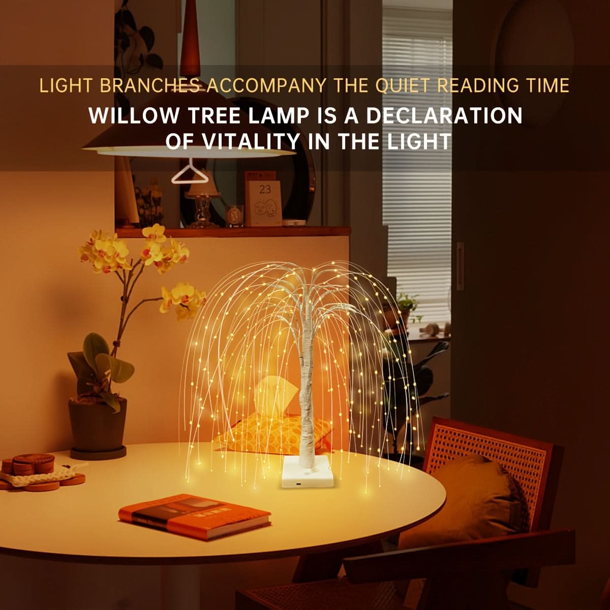 Willow Tree LED Night Light – 8 Modes, USB Powered, Touch Control