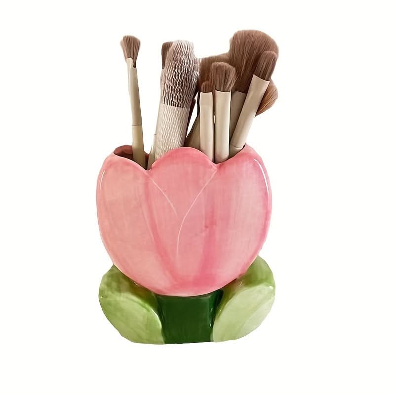Vibrant Makeup Brush Storage Bucket - Multi-Functional Desktop Organizer