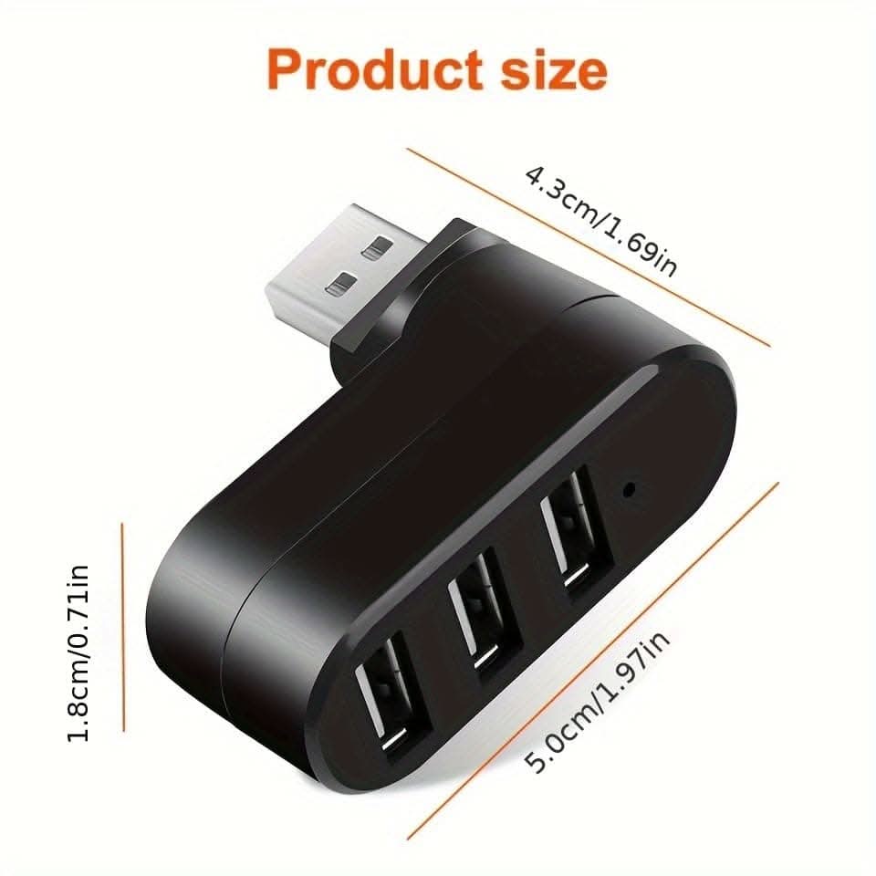 High-Quality 3-Port USB Hub – Mini Rotating Splitter for Laptop and PC