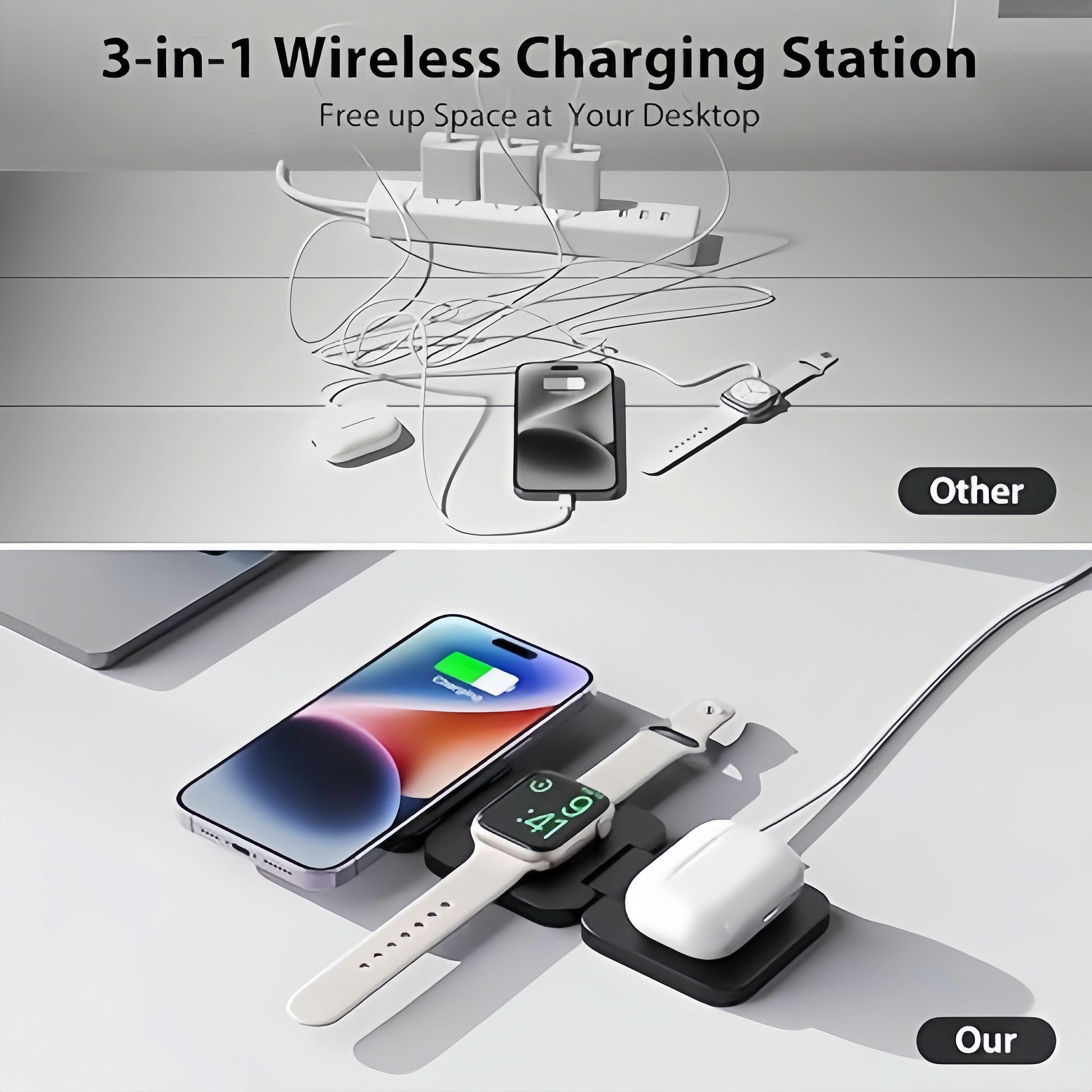 15W Magnetic 3-in-1 Wireless Charging Station