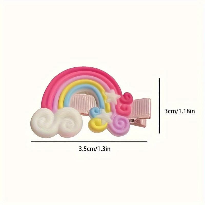 Unicorn & Rainbow Hair Clips – Cute Cartoon Set