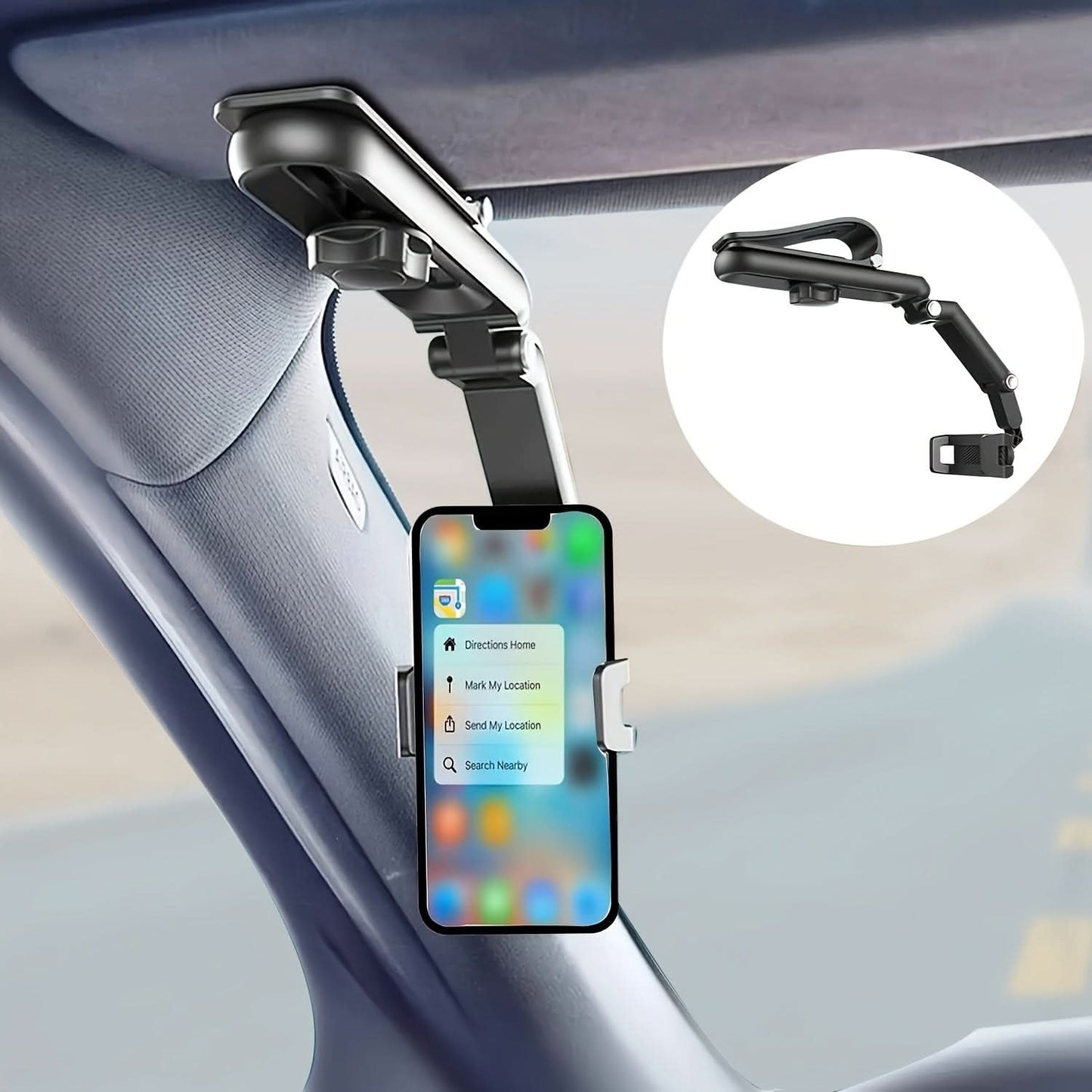 360° Rotatable Car Sun Visor Phone Holder – Multi-Functional iPhone & Smartphone Mount