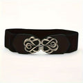 Vintage Rose Buckle Wide Leather Belt for Women