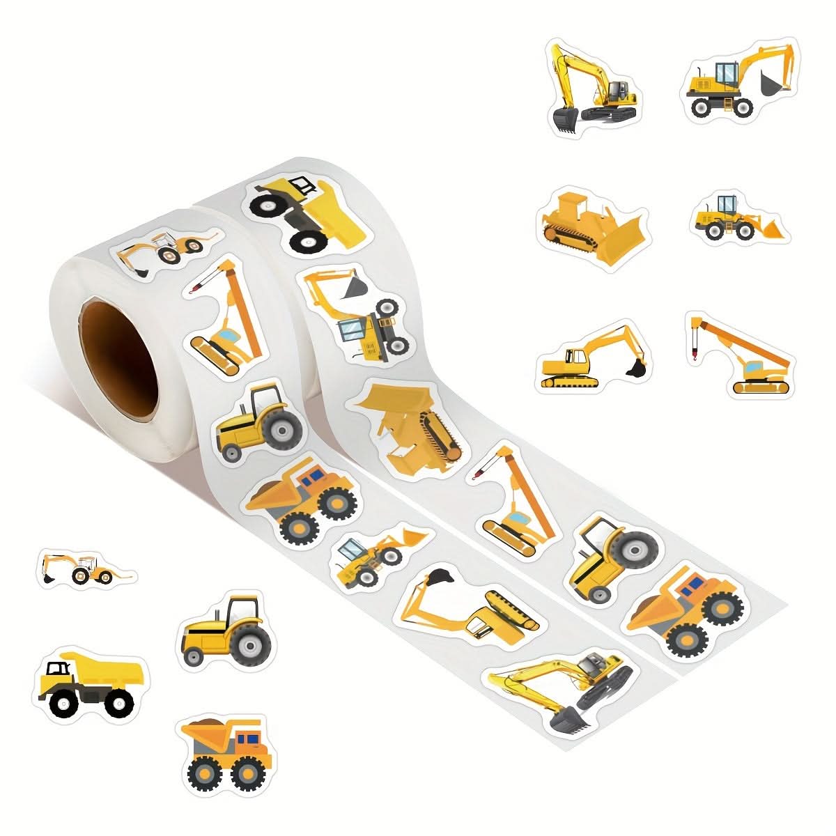 500-Piece Engineering Vehicle Vinyl Sticker Pack