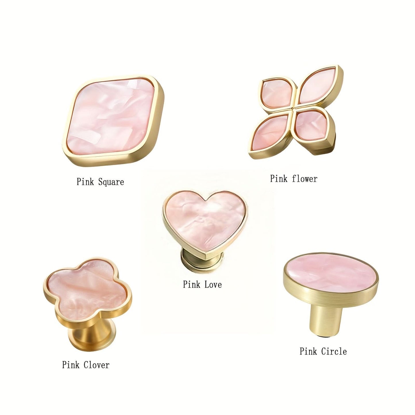 5-Pack Pink Zinc Alloy Cabinet Knobs – Brushed Single Hole Handles