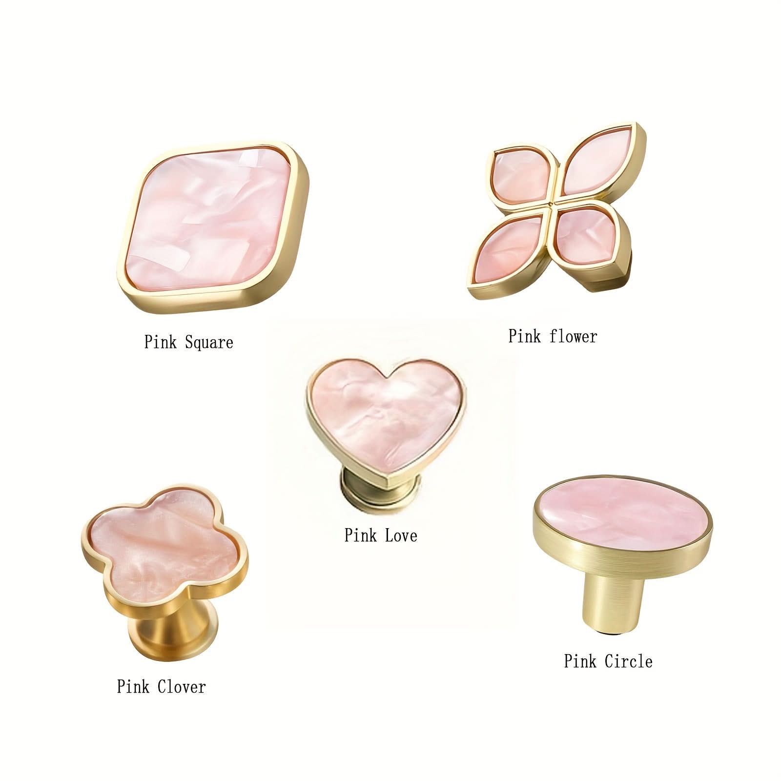 5-Pack Pink Zinc Alloy Cabinet Knobs – Brushed Single Hole Handles