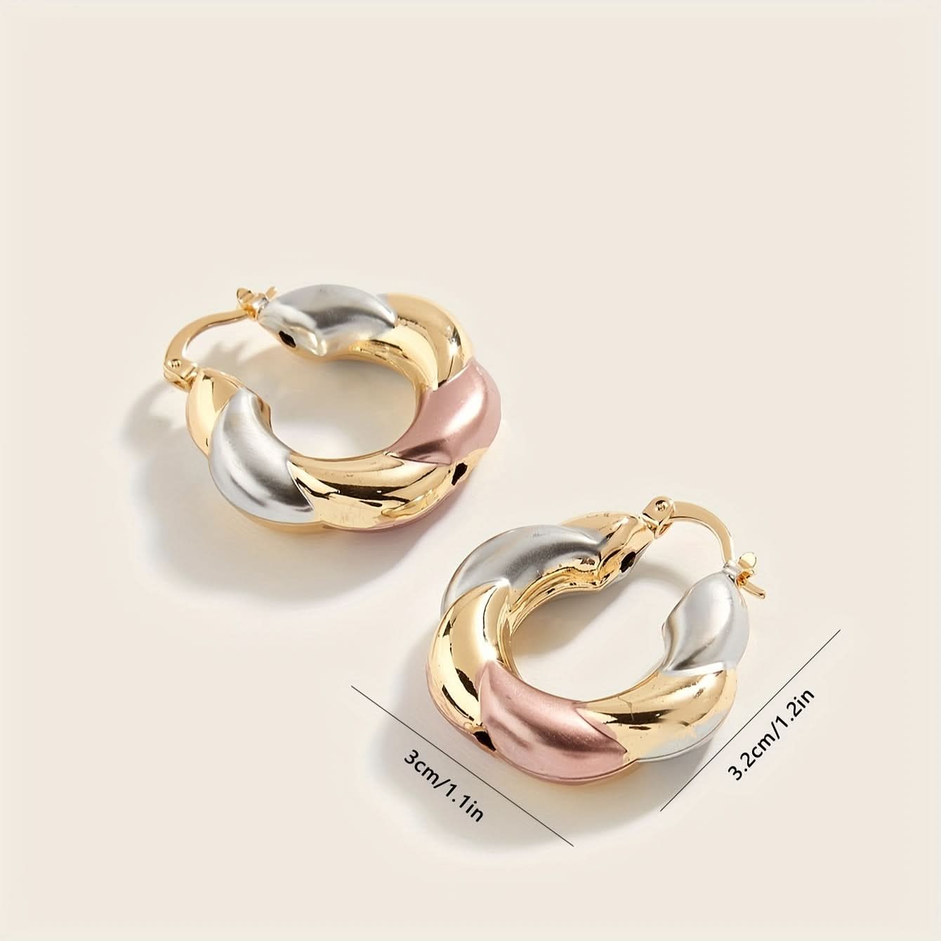 Tri-Color Copper Hoop Earrings – Cute Daily Wear