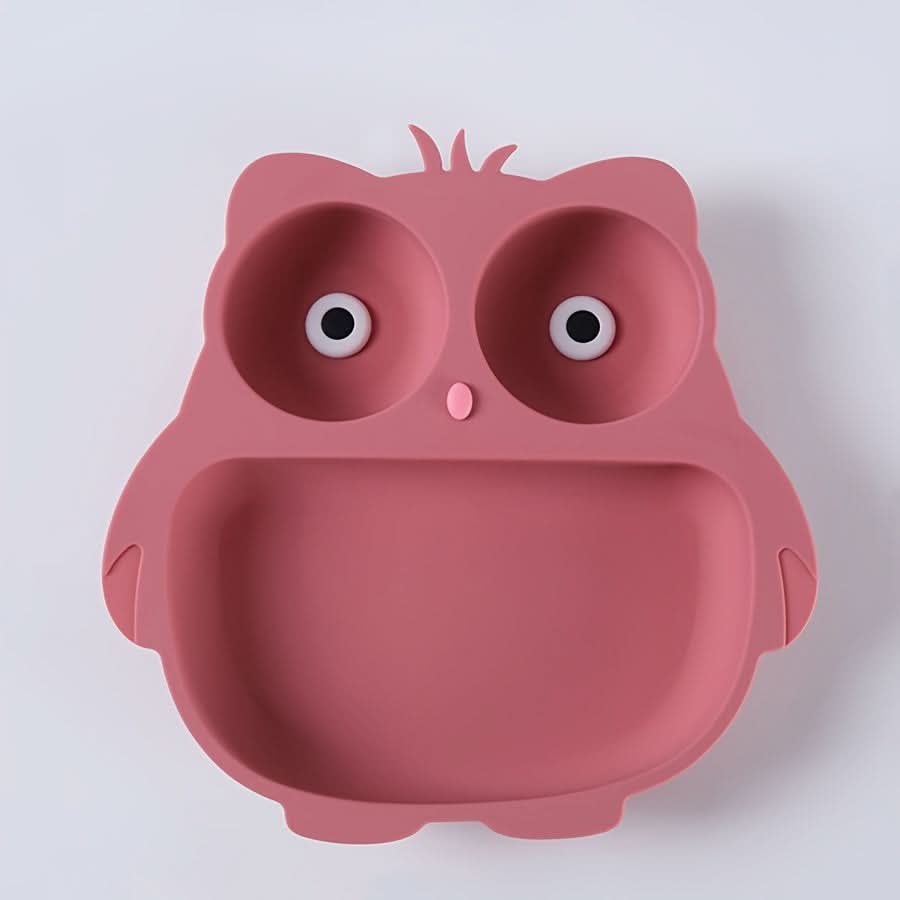 Silicone Owl-Shaped Baby Feeding Plate with Suction Cup